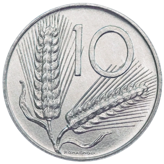 Italy 10 Lire 1978 Coin UNC Obverse Aluminium