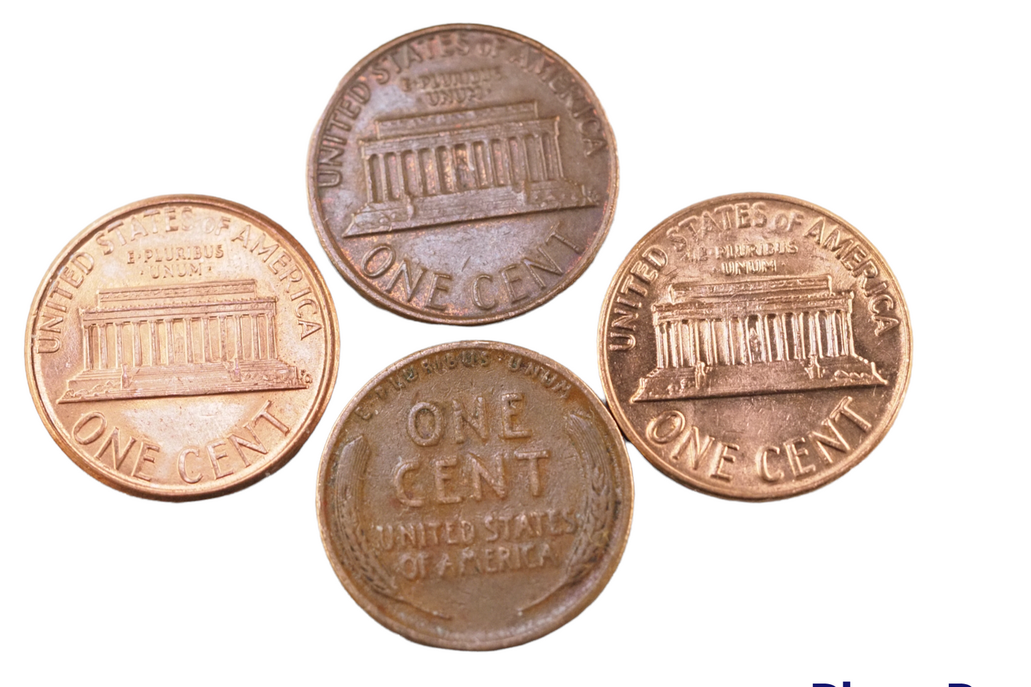 Lincoln Cents 1989D Zinc and 1971D, 1982D, 1945 Copper Coins