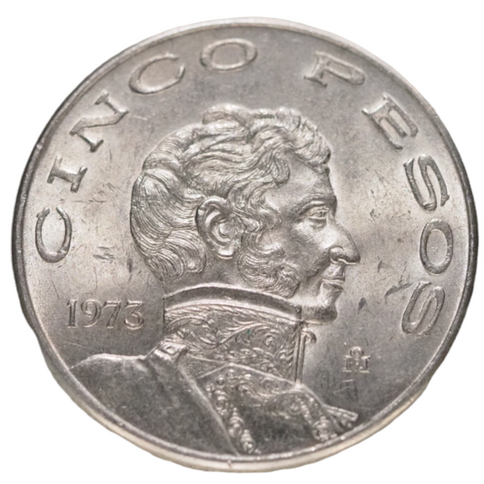 Mexico 1973 Cinco 5 Peso Coin Vintage Old Mexican Currency