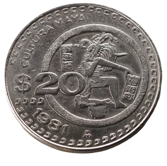 Mexico $20 Pesos Cultura Maya Coin 1981 Copper-Nickel