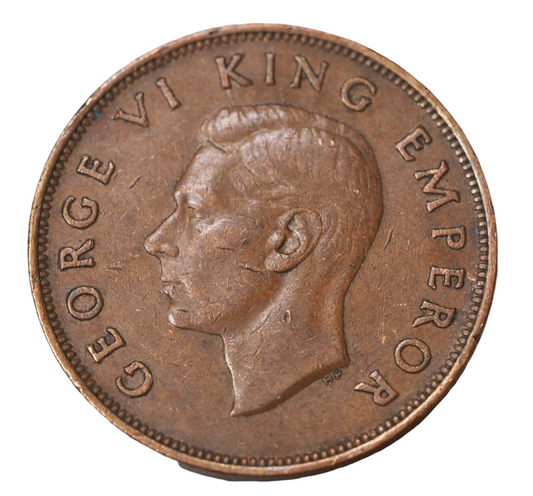 New Zealand 1944 One Penny Bronze Coin