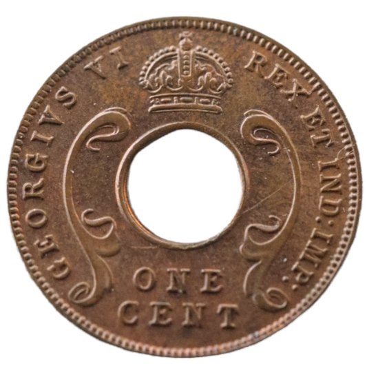 1942 East Africa George VI One Cent Coin - Obverse