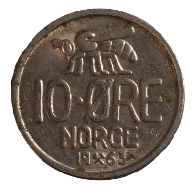 1963 Norway 10 Ore Coin Vintage Antique