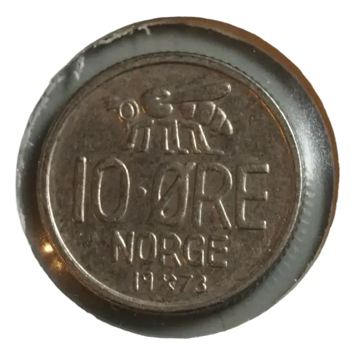 1973 Norway 10 Ore Coin Vintage Antique