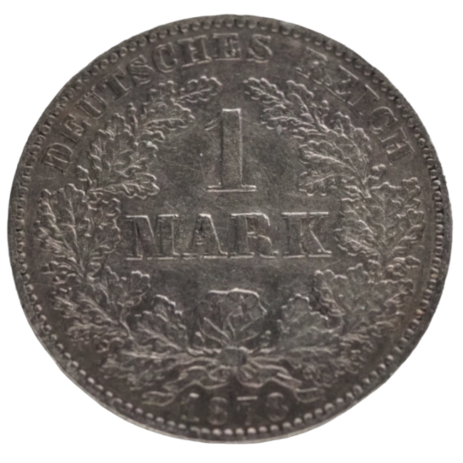 1878 B German Empire 1 Mark Silver Coin, 5.22g