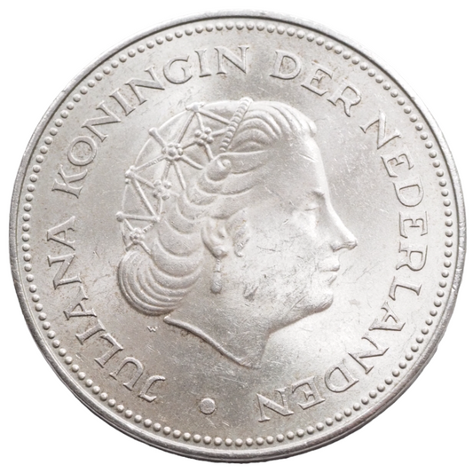 1970 Netherlands 10 Gulden Coin Queen Juliana & Wilhelmina Obverse