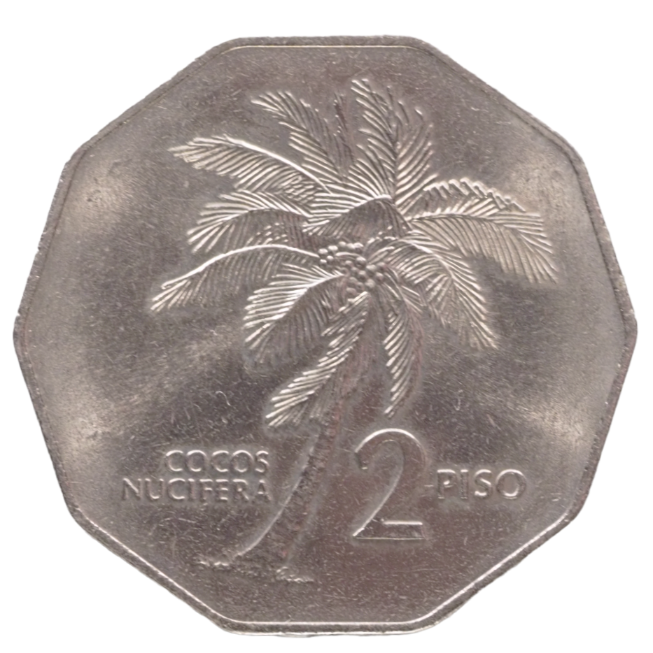 Rare 1990 2 Piso Philippines COCOS NUCIFERA Coin KM# 244