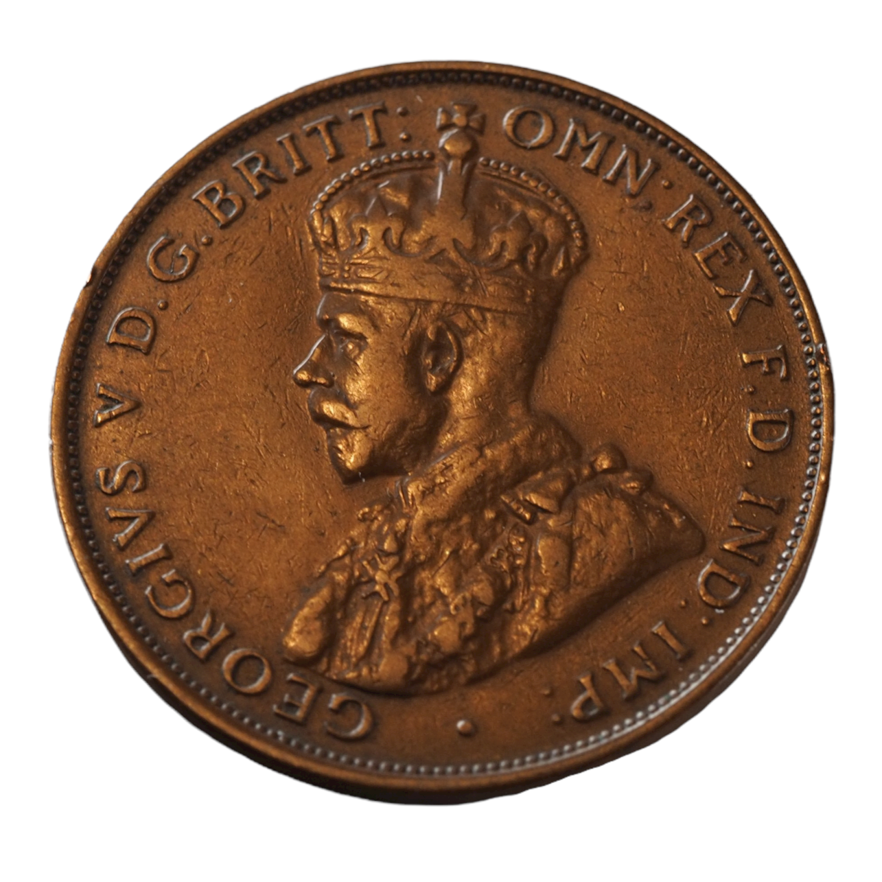 1933 Australian Penny Coin Front View