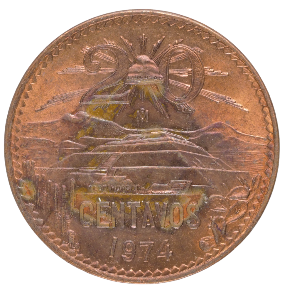Mexico 20 Centavos, 1974 UNC Coin