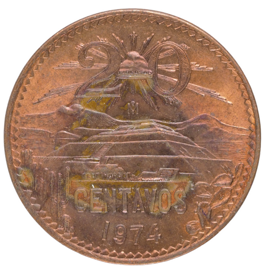 Mexico 20 Centavos, 1974 UNC Coin