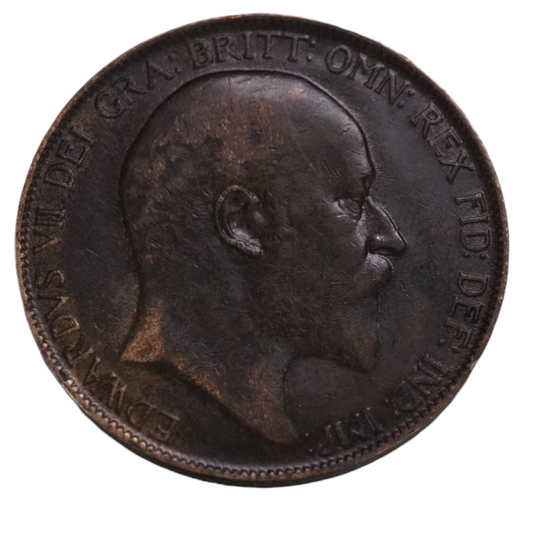 1907 UK Penny Edward VII Coin, Minted in London