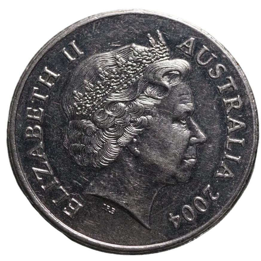 2004 Australian 20 Cent Coin Large Head Pointy "A"