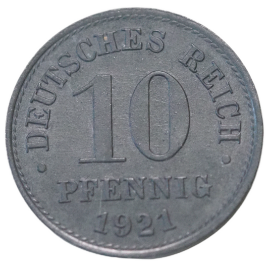 10 Pfennig Germany 1921 KM#26 Coin MS 65-67 in Zinc material