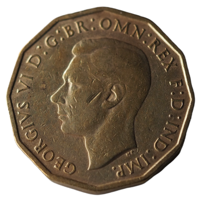 1938 George VI Threepence Coin Back View