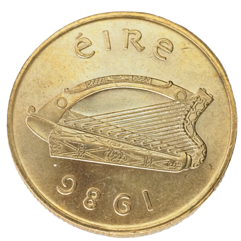 1986 Ireland 20 Pence Coin, KM# 25, Horse Harp Eire Millennium