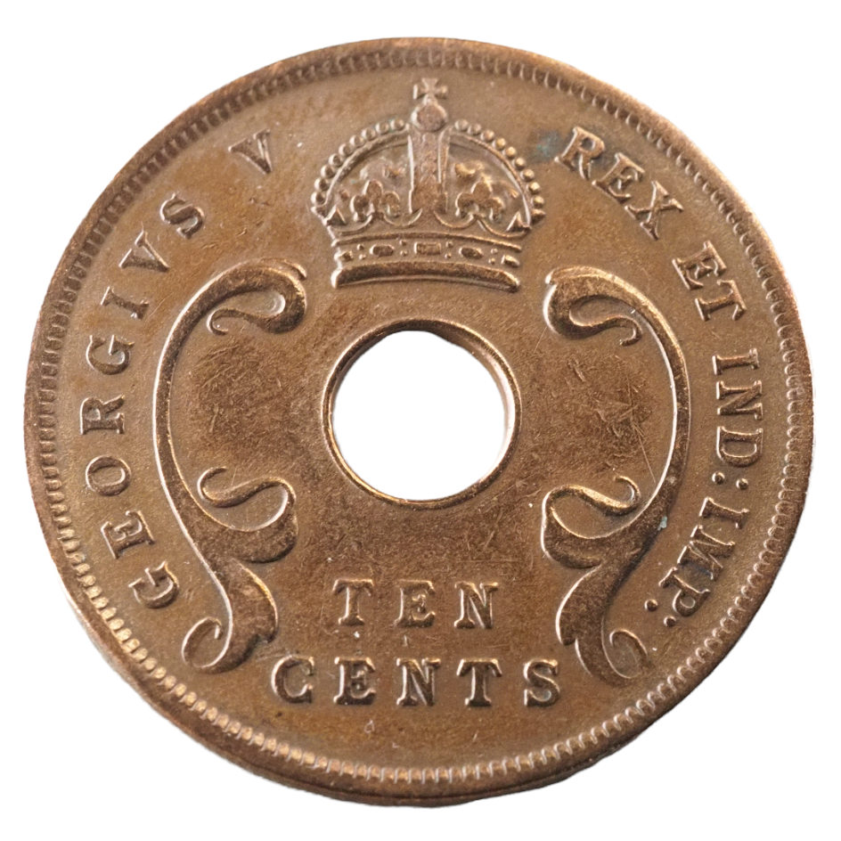1922 East Africa 10 Cents Vintage Coin KM# 19 Bronze