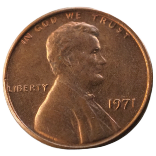 1971 Lincoln One Cent USA Copper-Zinc Coin Obverse