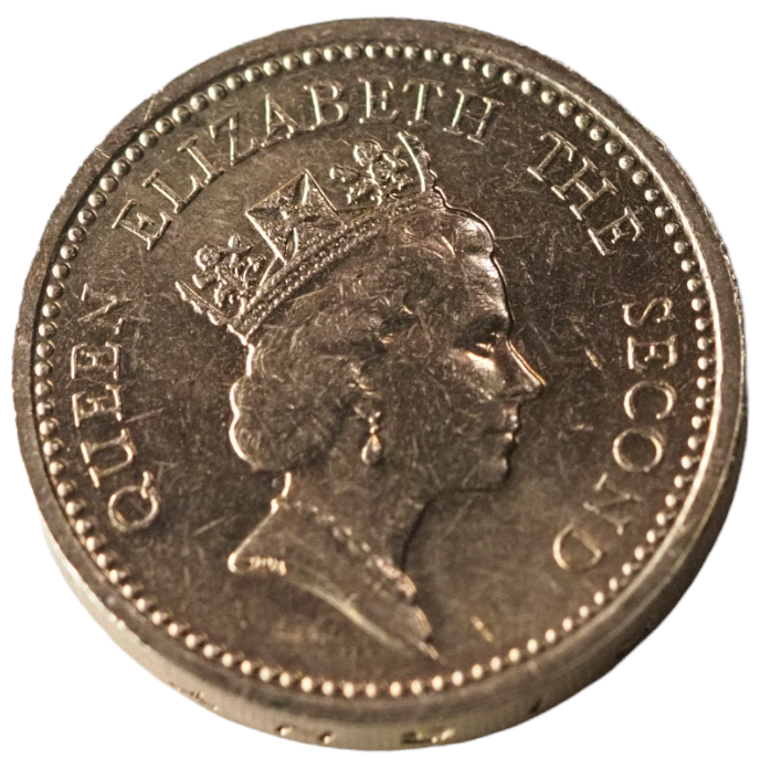 1987 UNC Falkland Islands One Pound Coin Nickel Brass