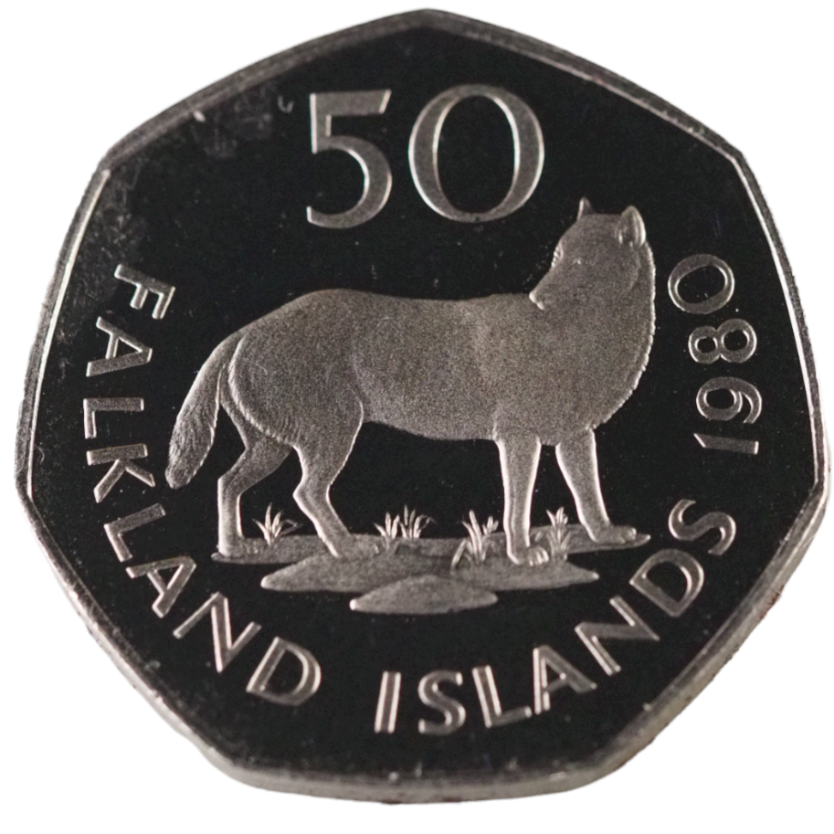 Falkland Islands 1980 Warrah Fox Copper-Nickel 50 Pence Coin