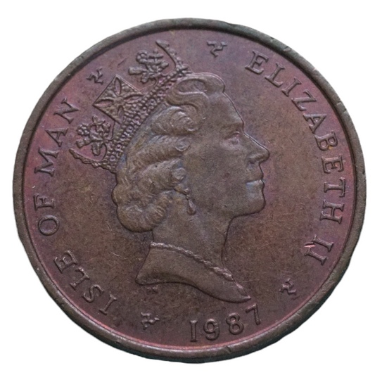2 Pence Elizabeth II 1987 Isle of Man Coin Toned KM# 144