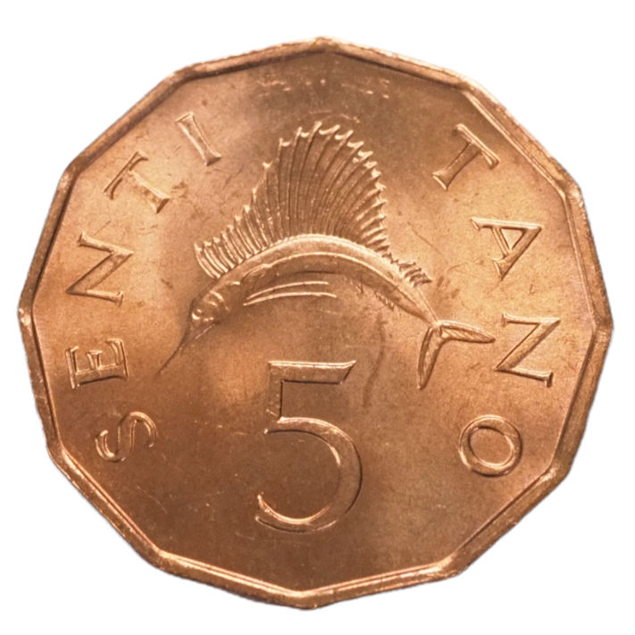 Sailfish Design 1982 Tanzania 5 Senti Coin