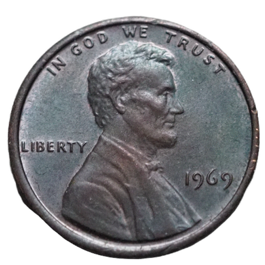 1969 Lincoln One Cent USA Toned Error Coin Front View