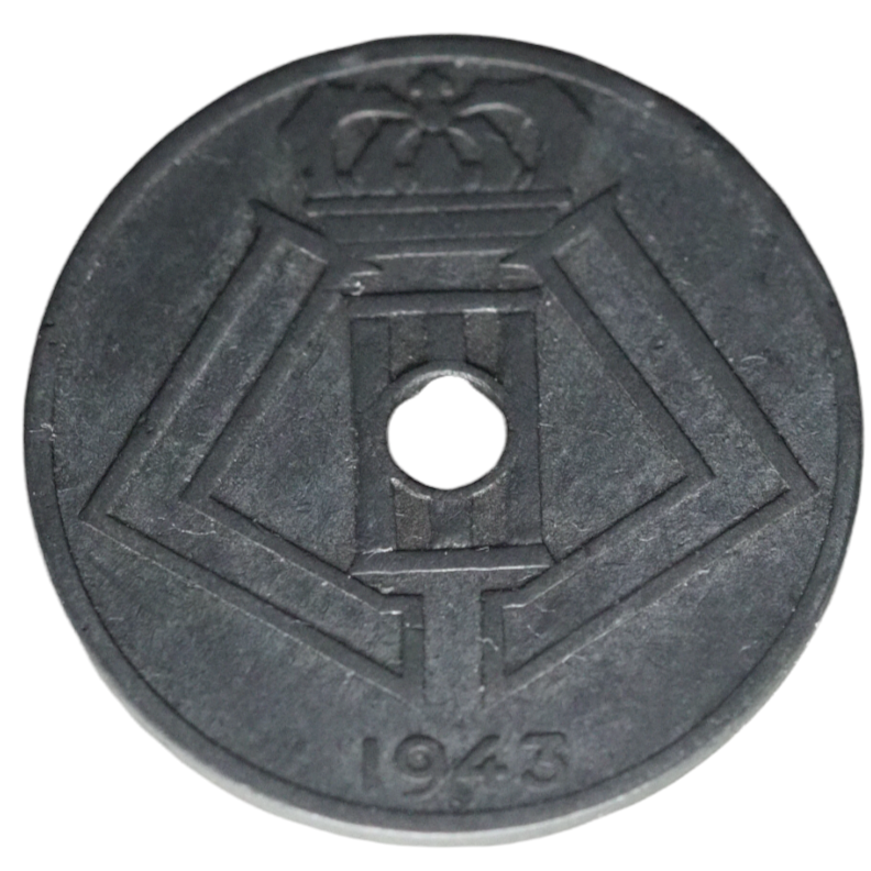 1943 Belgium 25 Centimes Coin - Obverse