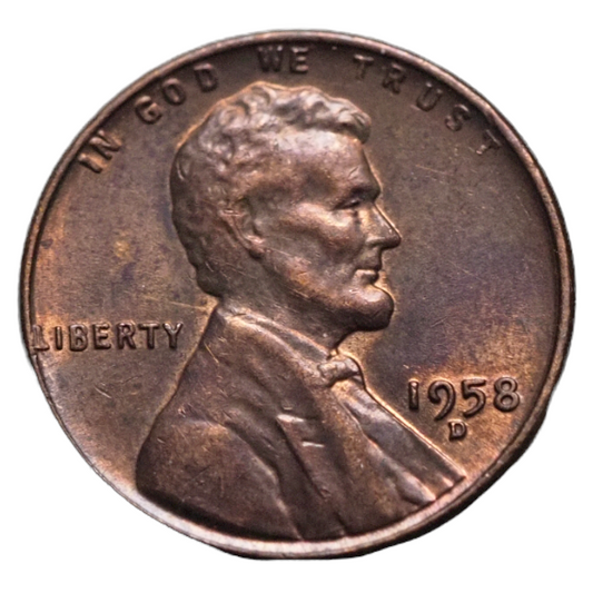 1958 D Lincoln Wheat Error One Cent Coin
