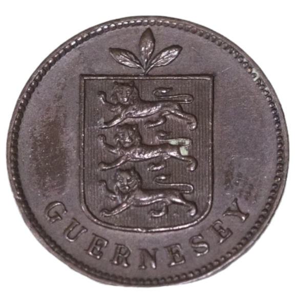 1893-H Guernsey 1 Double Coin, Bronze, KM# 10