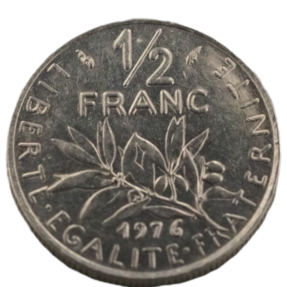 Reverse of 1/2 Half Franc Coin France 1976