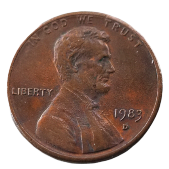 1983 D Lincoln Memorial One Cent Coin USA Denver Zinc
