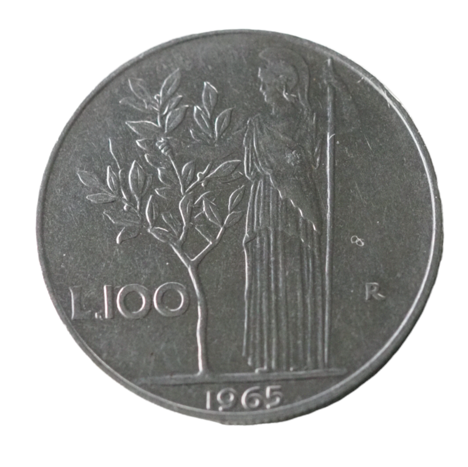 Vintage 100 Lire Italy 1965 Coin, 8g, AC for Collectors