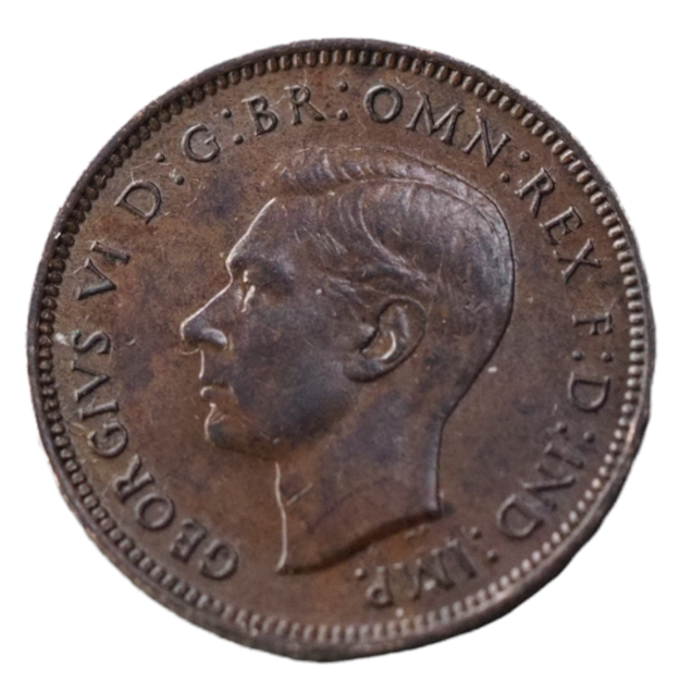 1944 UK Great Britain Farthing Coin - Obverse