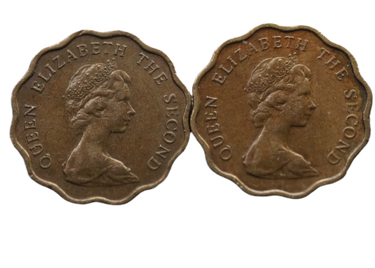 1975-1979 Queen Elizabeth Hong Kong Twenty Cents Coin, Nickel Brass
