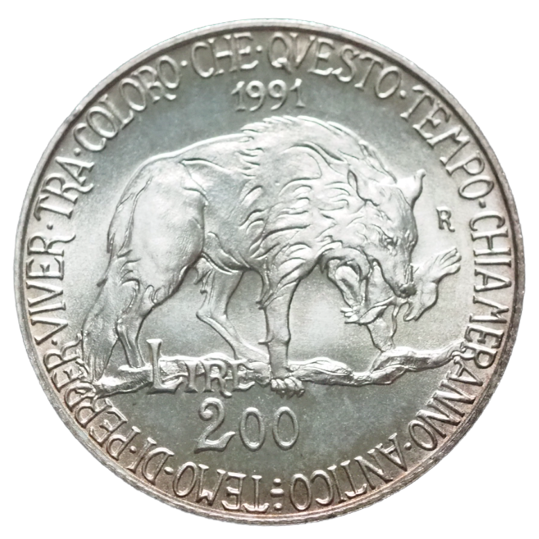 Italy 200 Lire 1991 Silver Coin #142