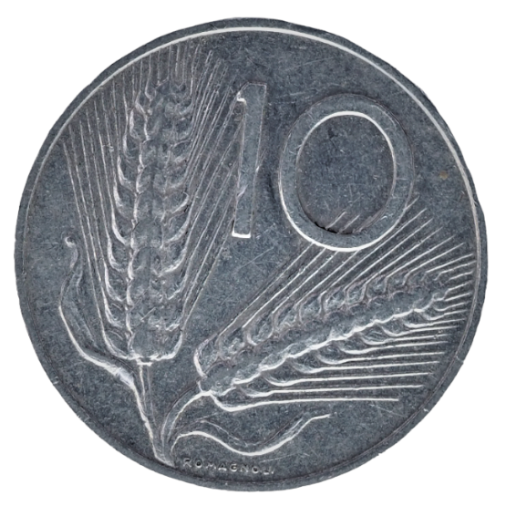 Obverse of 10 Lire Italy 1956 Coin KM# 93