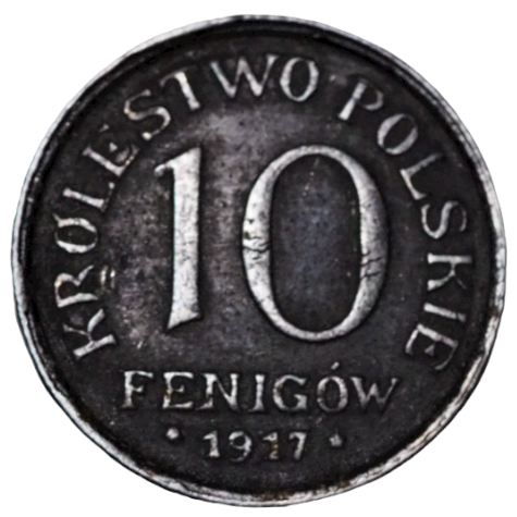 10 Fenigow Poland 1917 Coin obverse Germany Occupation B46# K7636