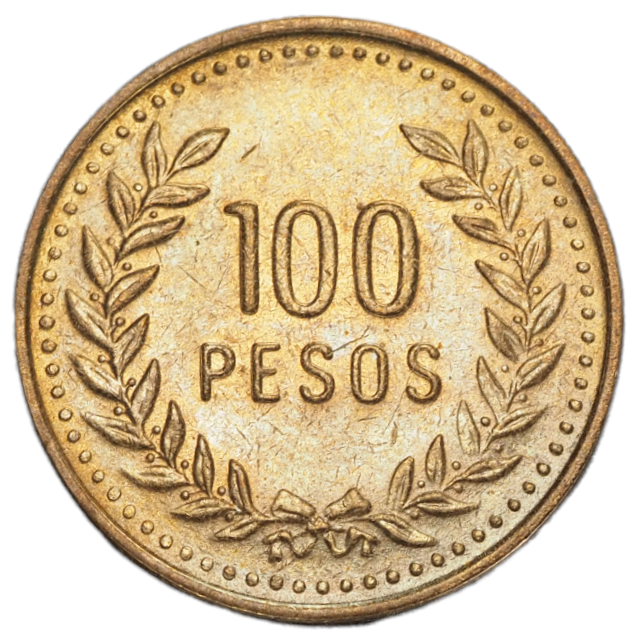 1993 Colombia 100 Pesos Coin KM# 285