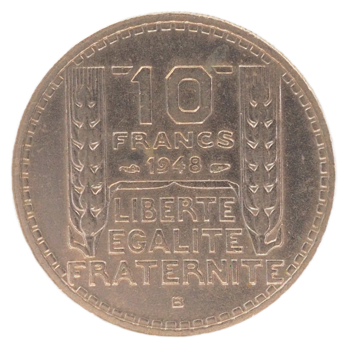 10 Francs France 1948B Type Turin Coin reverse