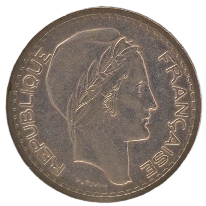 10 Francs France 1948B Type Turin Coin obverse