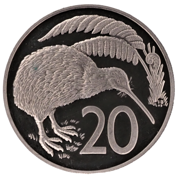 1989 New Zealand 20 Cents Coin KM# 62, Copper-Nickel