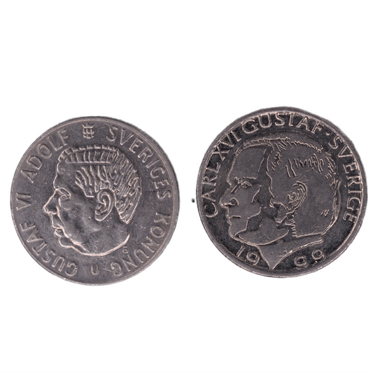 1972 Sweden 1 Krona Coin with King Carl XVI Gustaf Portrait