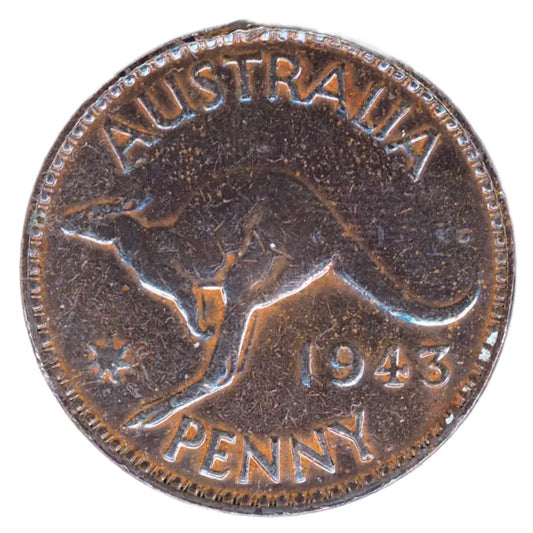 1943 (P) Australia Large Kangaroo Penny - Obverse