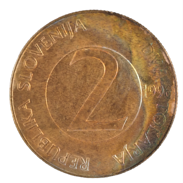 2 Tolar Slovenia 1996 Toned UNC Coin KM# 5