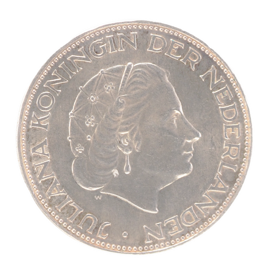 2 1/2 Gulden Netherlands 1961 Silver Coin Wilhelmina