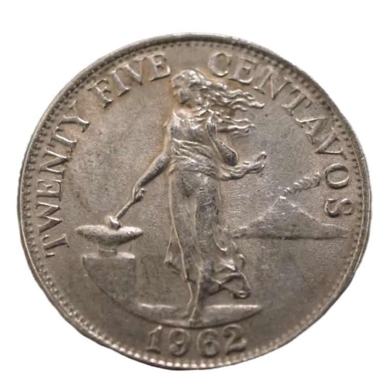 Philippines 25 Centavos 1962 Coin, Copper-Zinc-Nickel