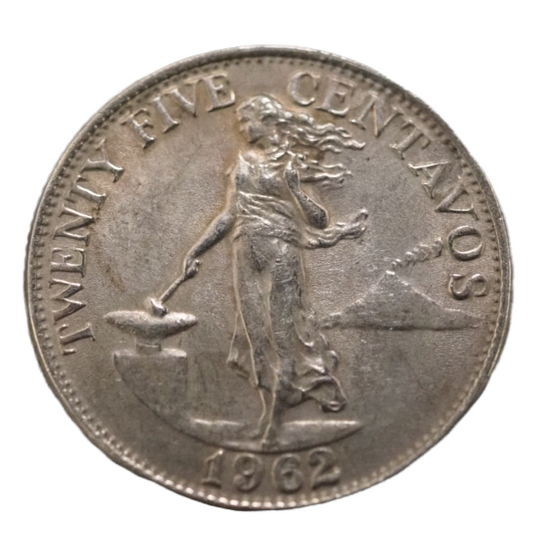 Philippines 25 Centavos 1962 Coin, Copper-Zinc-Nickel