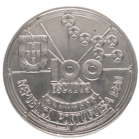 Portugal 100 Escudos 1990 Astronomic Coin N# 7189 Front