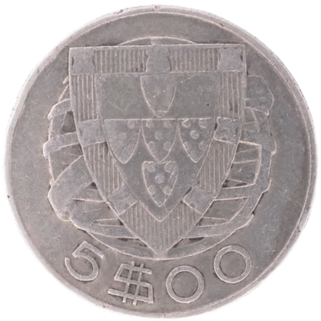 Portugal 1947 Silver Coin 5$00 Escudos