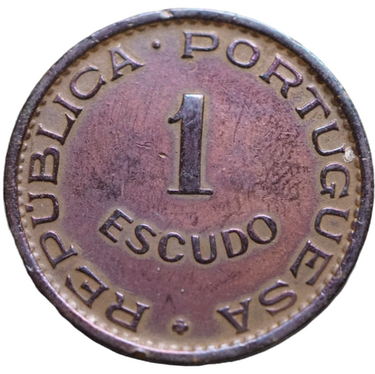 Portugal 1 Escudo 1956 Color Toned Coin Obverse